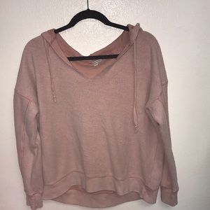 light pink hoodie low neck